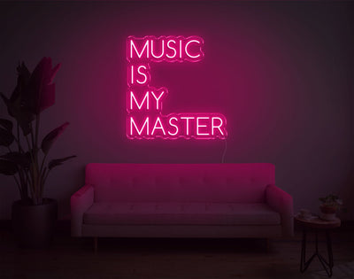 Music Is My Master LED Neon Sign - 20inch x 19inchHot Pink