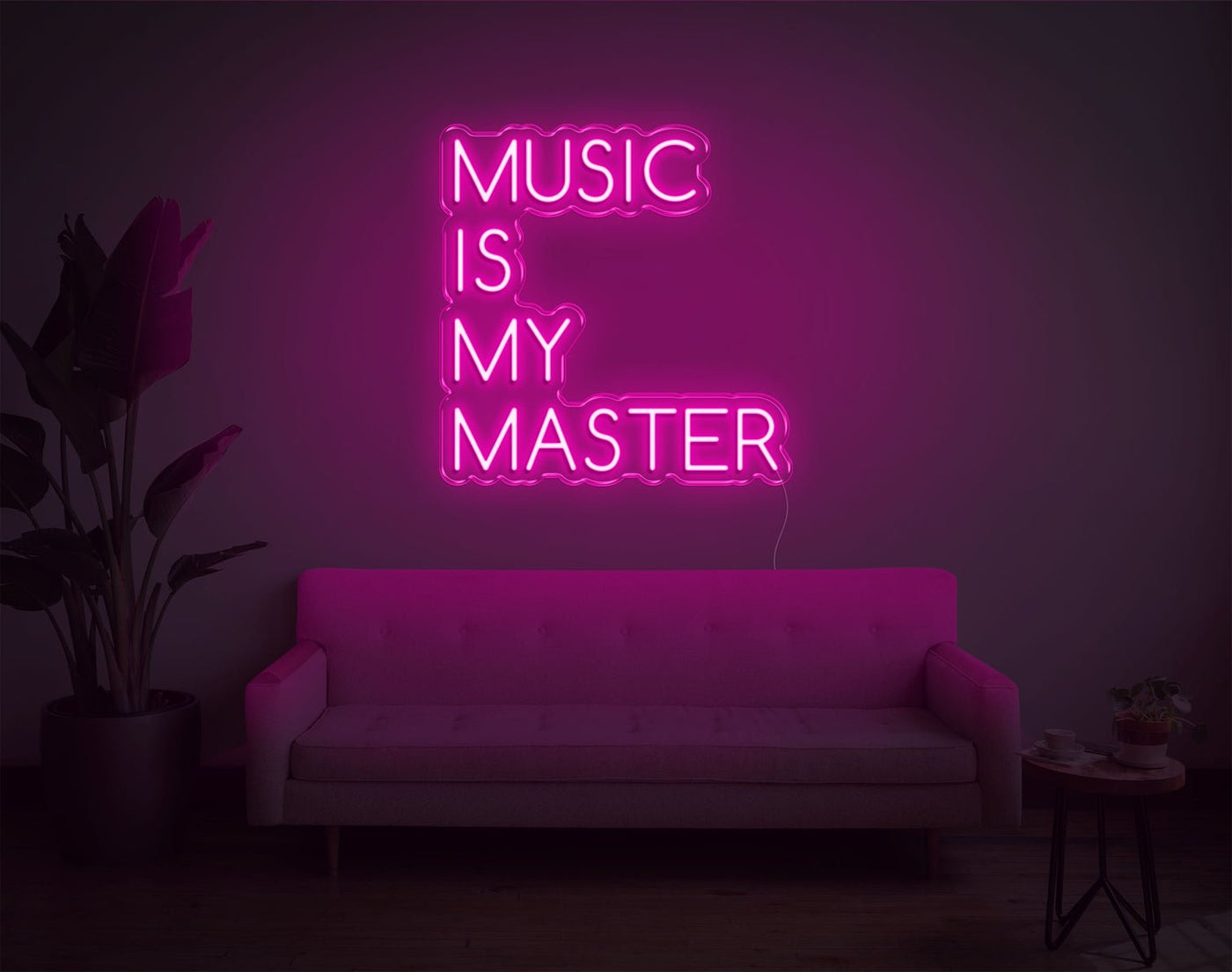 Music Is My Master LED Neon Sign - 20inch x 19inchHot Pink