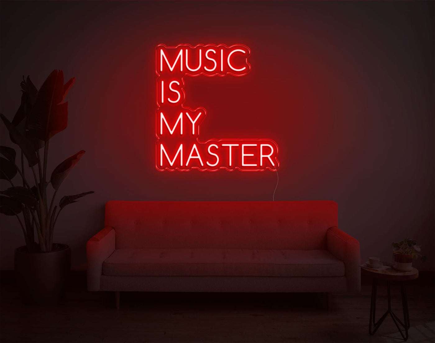 Music Is My Master LED Neon Sign - 20inch x 19inchHot Pink