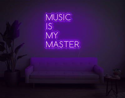 Music Is My Master LED Neon Sign - 20inch x 19inchHot Pink