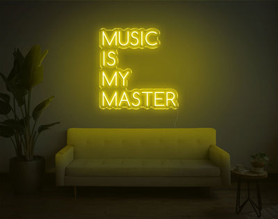 Music Is My Master LED Neon Sign - 20inch x 19inchHot Pink