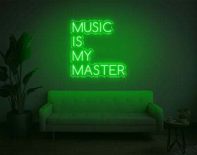 Music Is My Master LED Neon Sign - 20inch x 19inchHot Pink