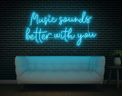 Music Sounds Better With You LED Neon Sign - 23inch x 48inchHot Pink