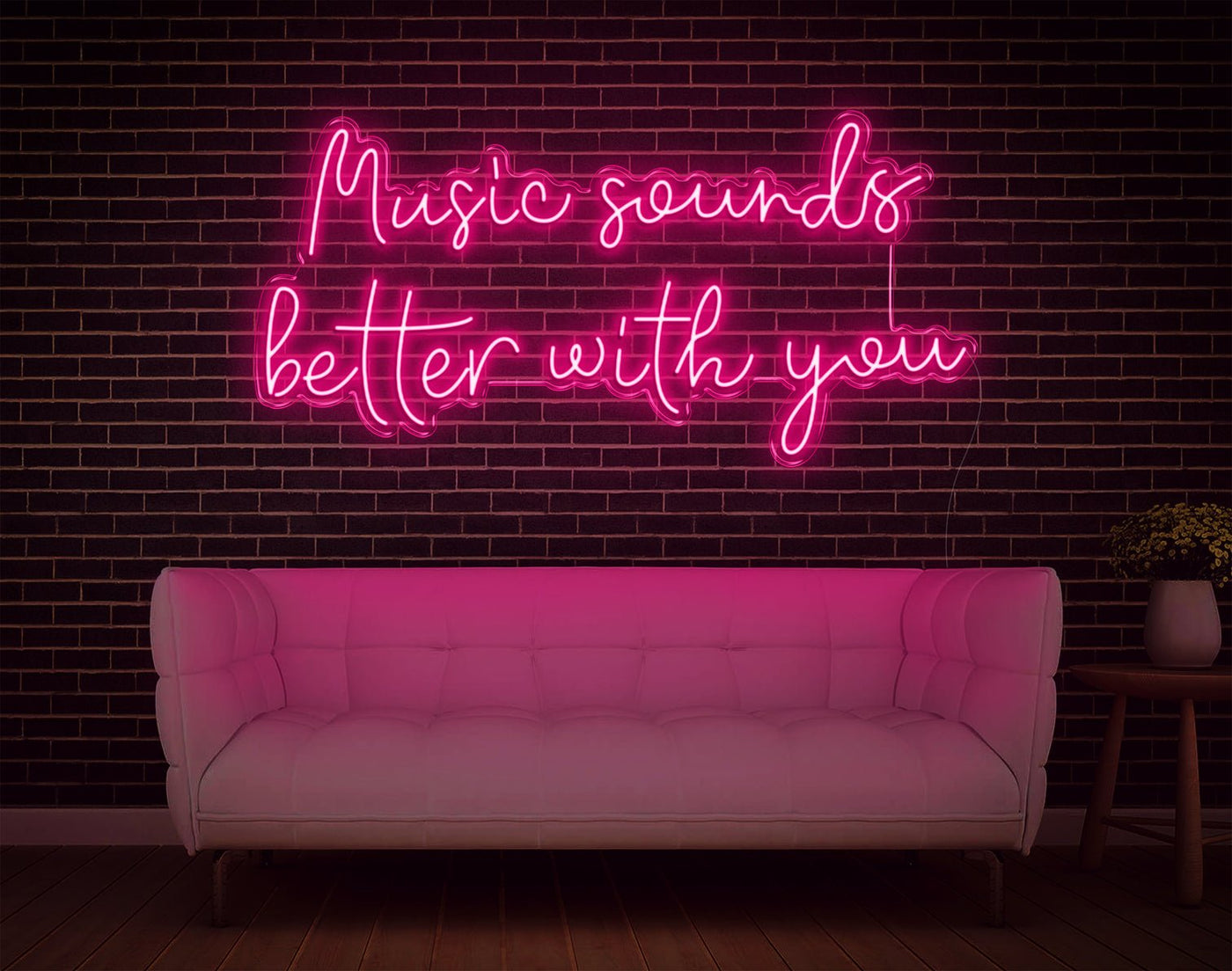 Music Sounds Better With You LED Neon Sign - 23inch x 48inchLight Pink