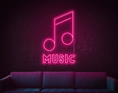 Music V1 LED Neon Sign - 14inch x 9inchHot Pink