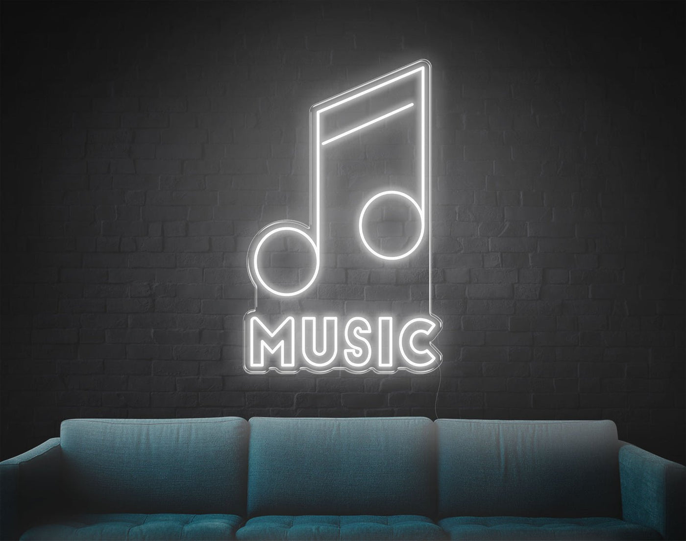 Music V1 LED Neon Sign - 14inch x 9inchWhite