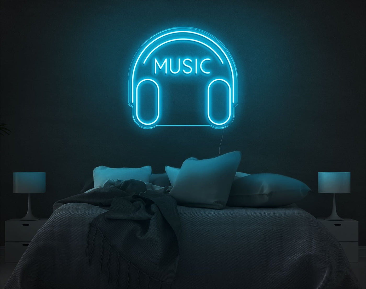 Music V2 LED Neon Sign - 19inch x 20inchLight Blue