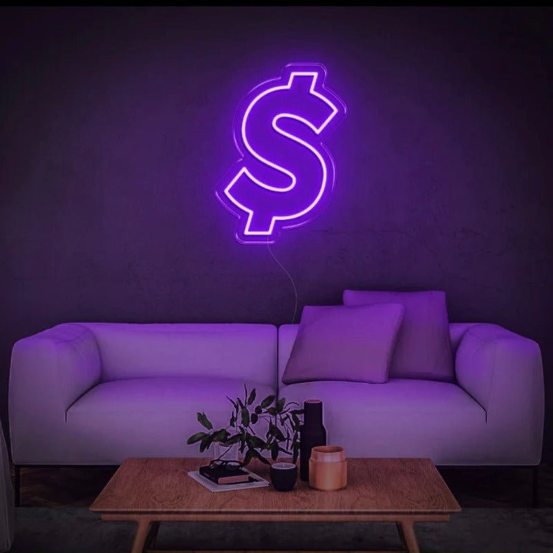 NEON DOLLAR SIGN - Purple30 inches