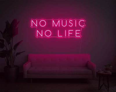 No Music No Life LED Neon Sign - 12inch x 34inchHot Pink