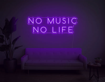 No Music No Life LED Neon Sign - 12inch x 34inchHot Pink