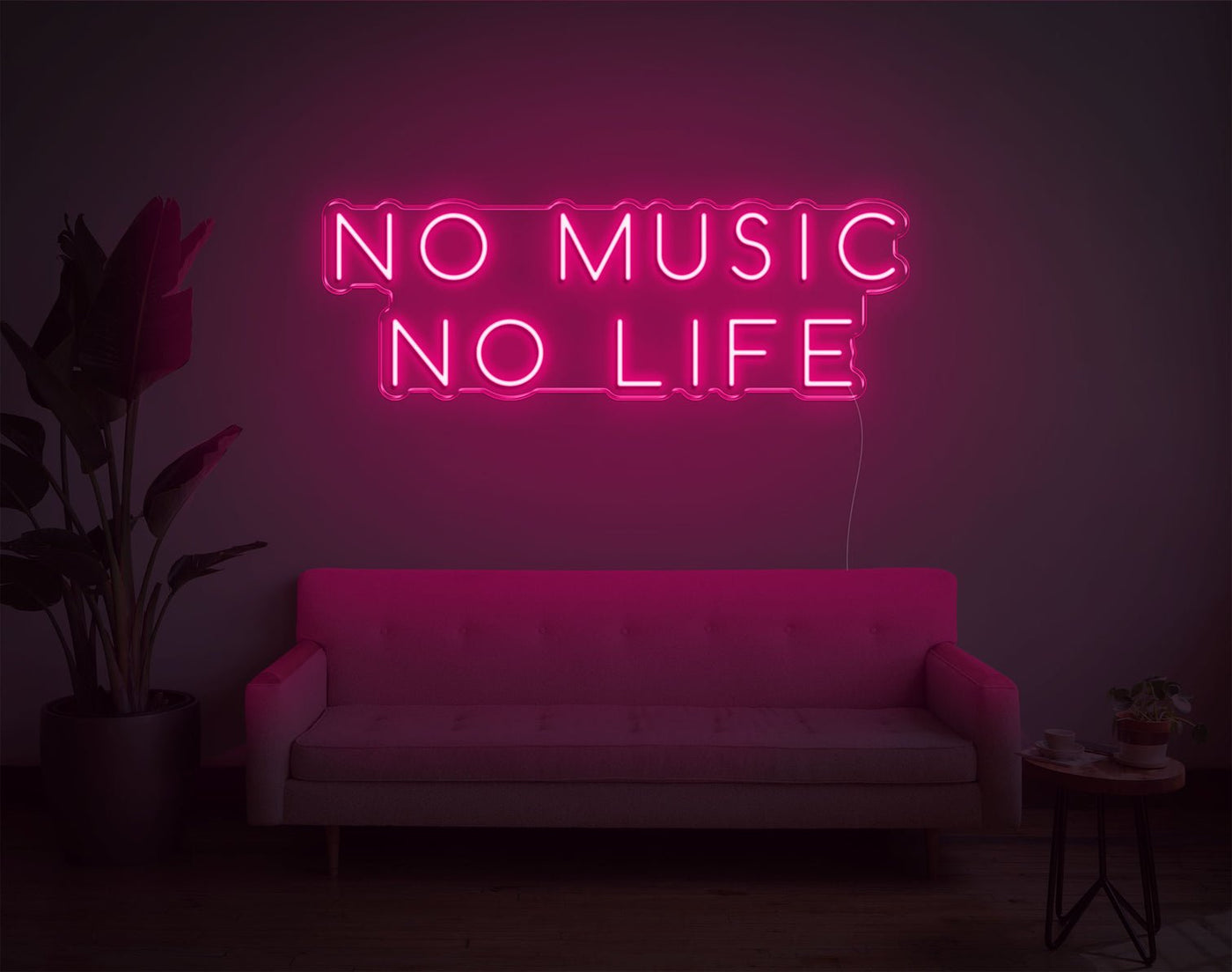 No Music No Life LED Neon Sign - 12inch x 34inchLight Pink