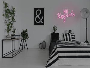 No Regrets LED Neon Sign - Pink