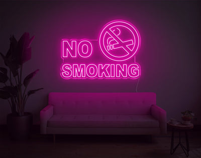 No Smoking LED Neon Sign - 26inch x 35inchHot Pink