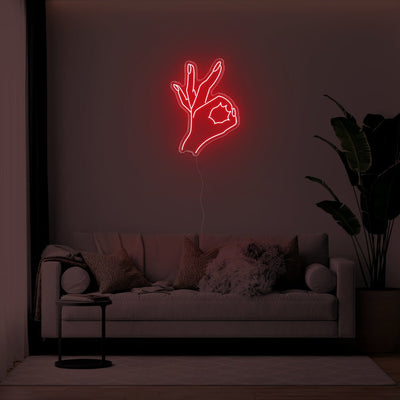 Okay Hand LED Neon Sign - 21inch x 30inchRed