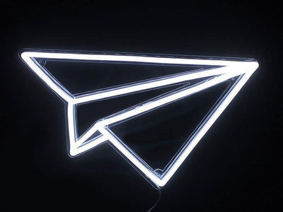 Paper Plane Neon Sign - White