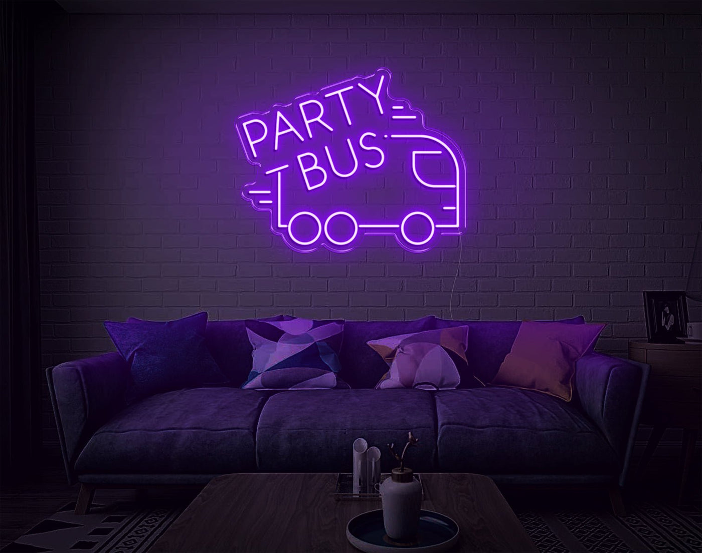 Party Bus LED Neon Sign - 19inch x 24inchHot Pink