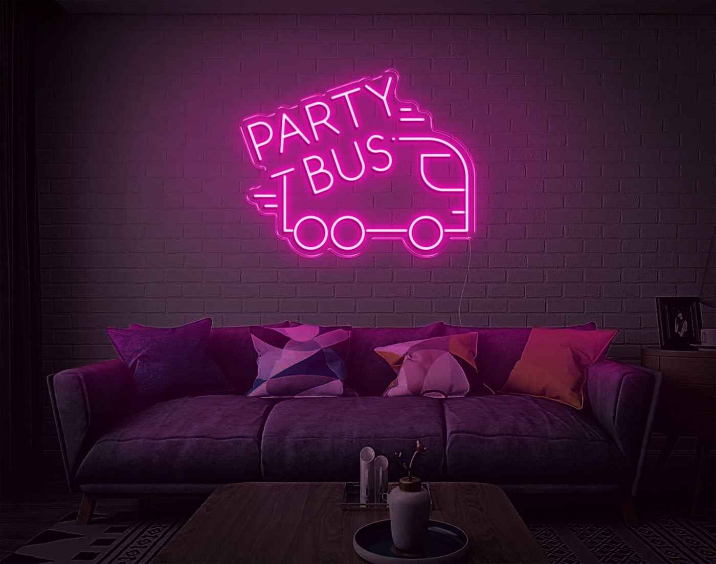 Party Bus LED Neon Sign - 19inch x 24inchHot Pink