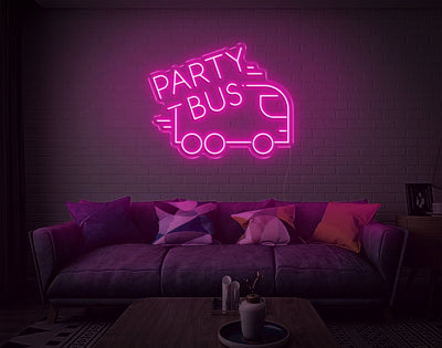 Party Bus LED Neon Sign - 19inch x 24inchHot Pink