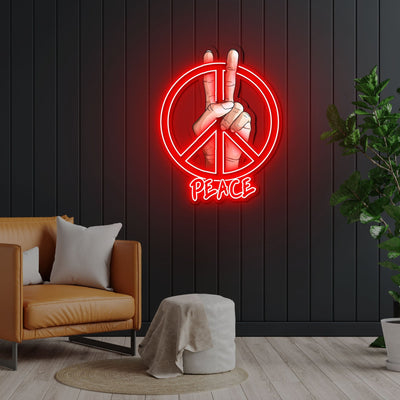 Peace Sign Neon Sign x Acrylic Artwork - 2ftx1.8ftLED Neon x Acrylic Print