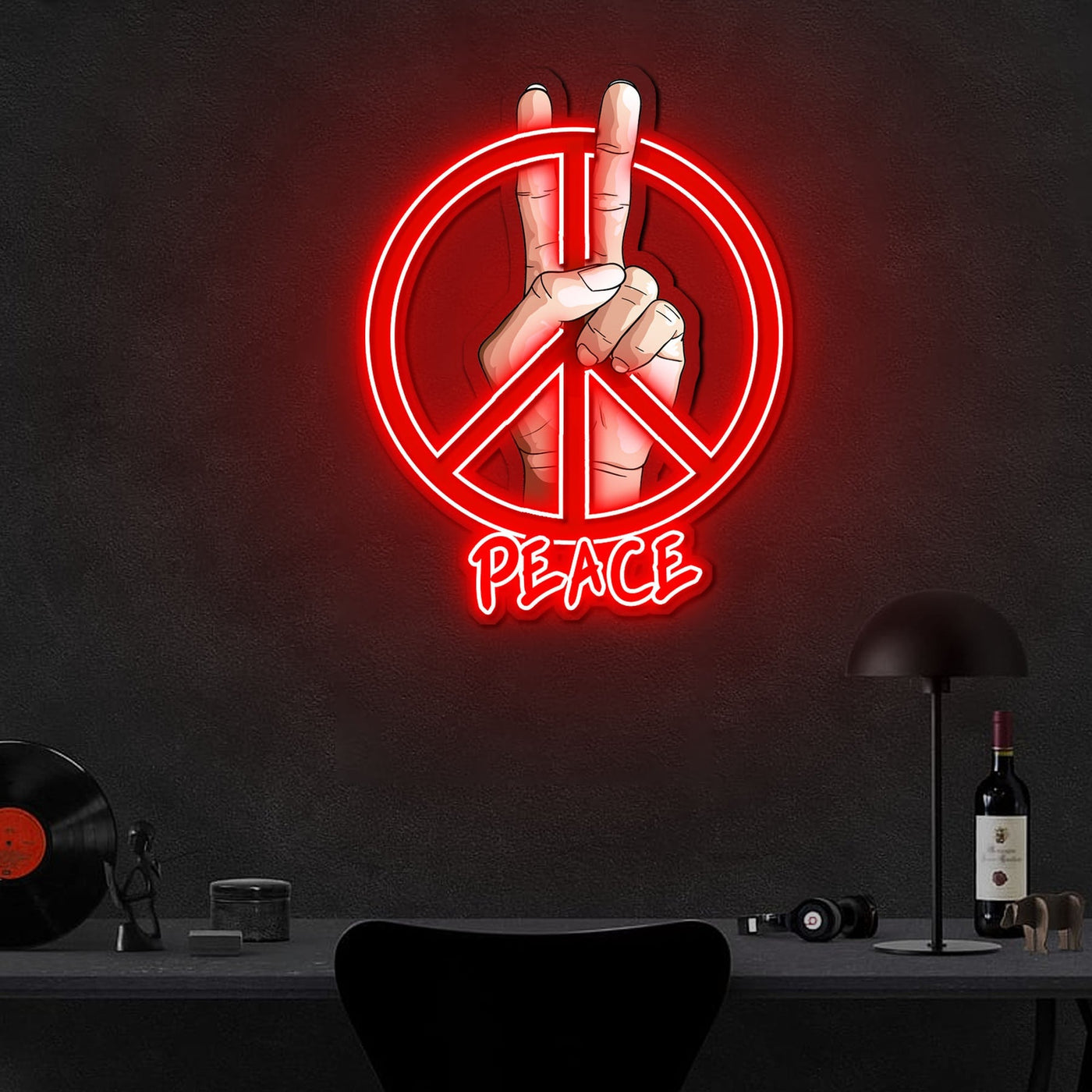 Peace Sign Neon Sign x Acrylic Artwork - 2ftx1.8ftLED Neon x Acrylic Print