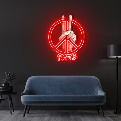 Peace Sign Neon Sign x Acrylic Artwork - 2ftx1.8ftLED Neon x Acrylic Print