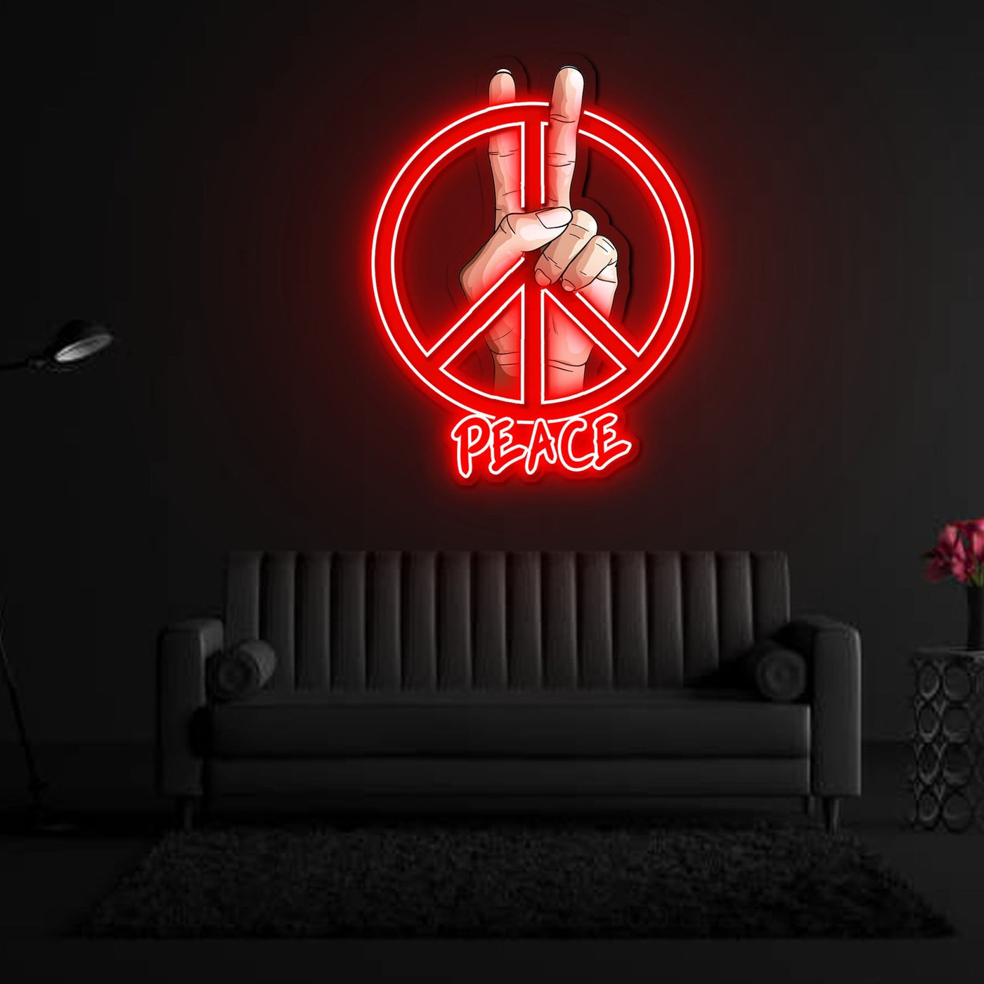 Peace Sign Neon Sign x Acrylic Artwork - 2ftx1.8ftLED Neon x Acrylic Print