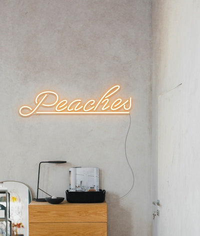 Peaches Neon Sign - White