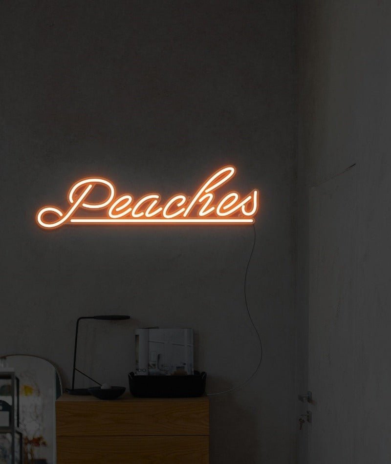 Peaches Neon Sign - White