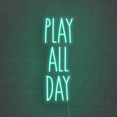 Play All Day LED Neon Sign - Aqua