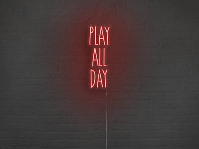 Play All Day LED Neon Sign - Red