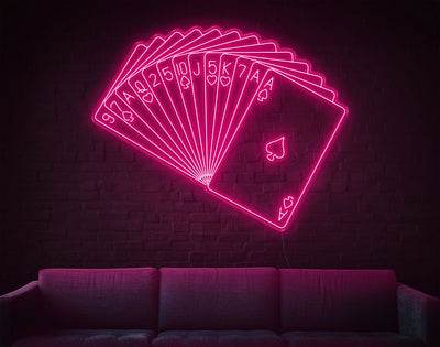 Playing Cards LED Neon Sign - 55inch x 69inchHot Pink