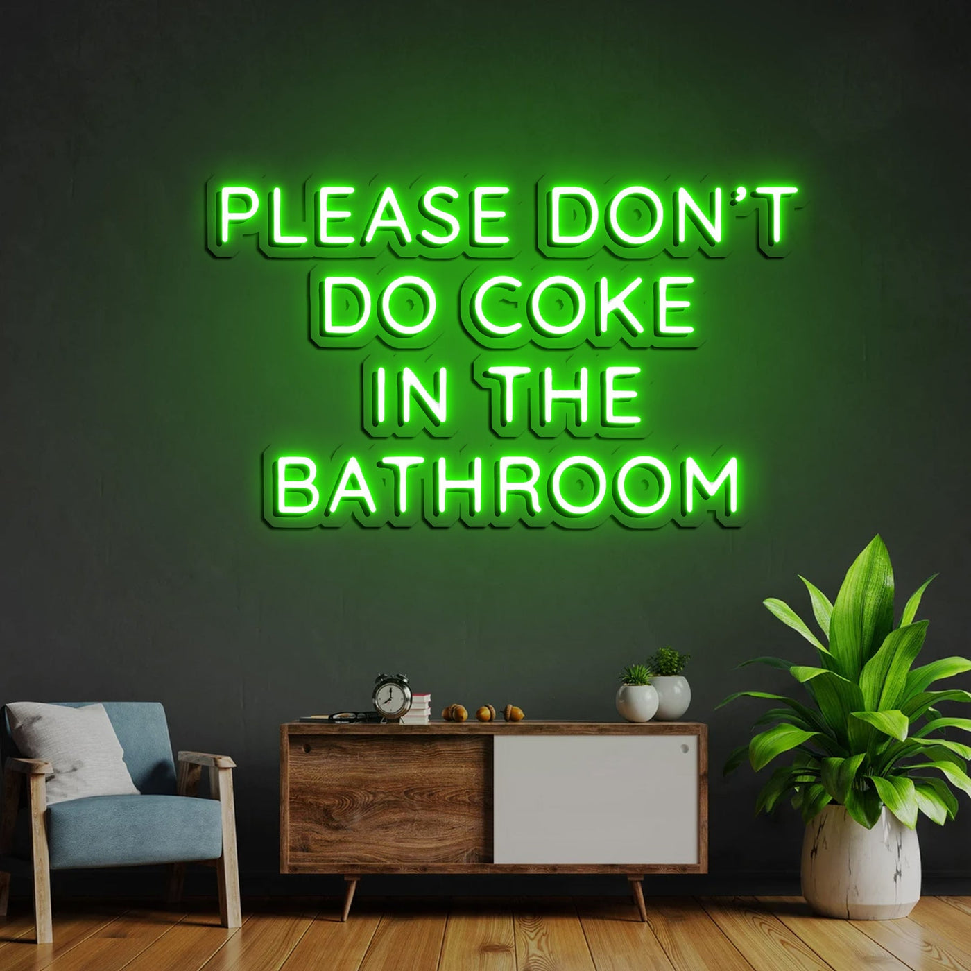 "Please Don't Do Coke In The Bathroom" Neon Sign - 60cm (2ft)Blue