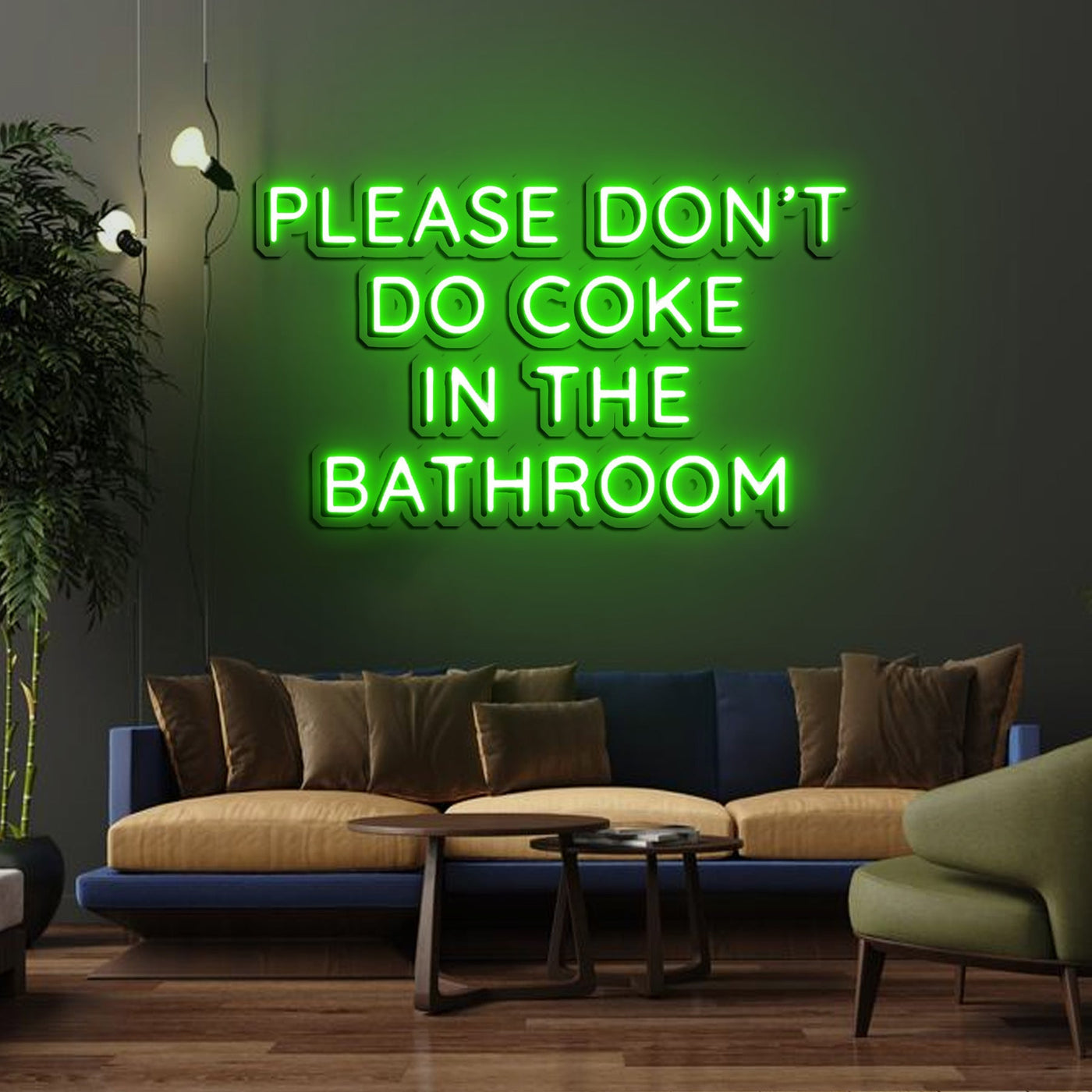 "Please Don't Do Coke In The Bathroom" Neon Sign - 60cm (2ft)Blue