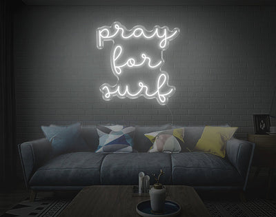 Pray For Surf LED Neon Sign - 24inch x 24inchTurquoise