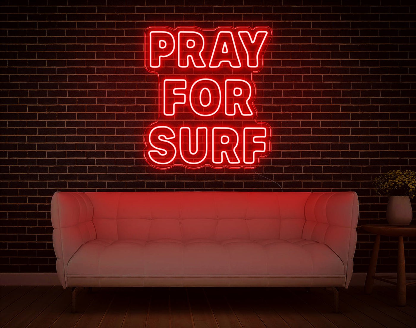 Pray For Surf LED Neon Sign v2 - 24inch x 21inchHot Pink