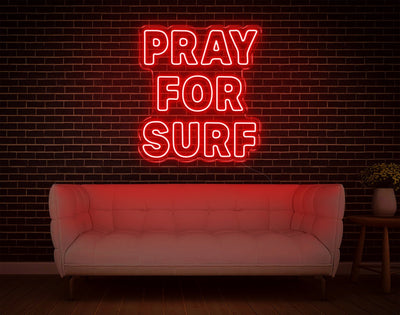 Pray For Surf LED Neon Sign v2 - 24inch x 21inchHot Pink