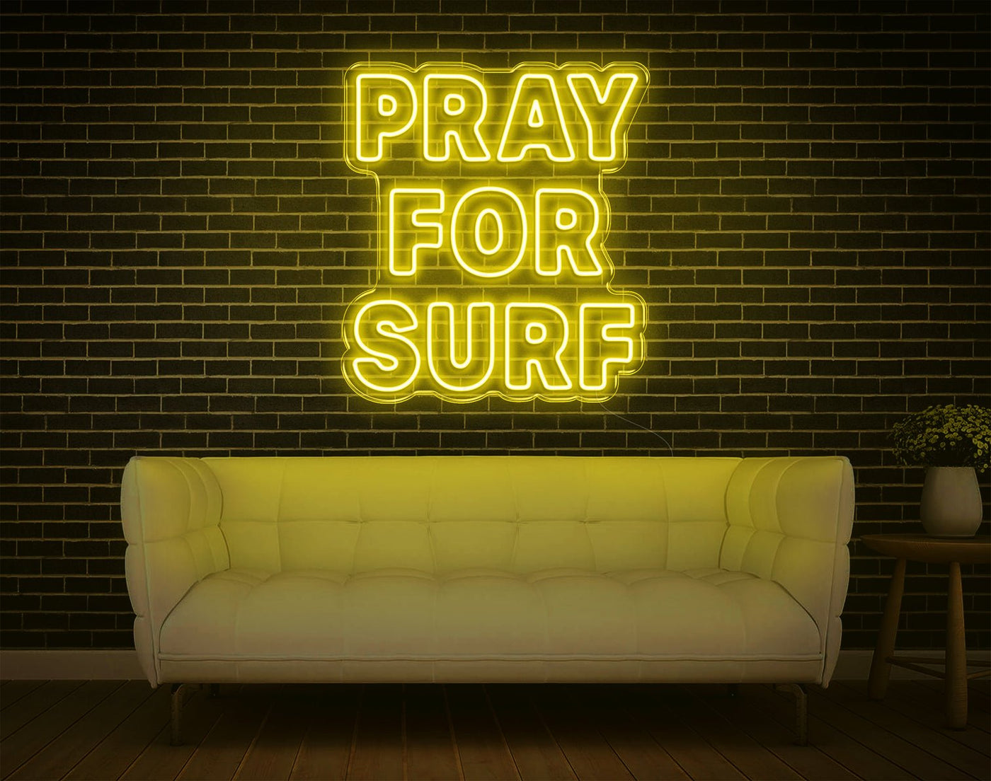 Pray For Surf LED Neon Sign v2 - 24inch x 21inchHot Pink