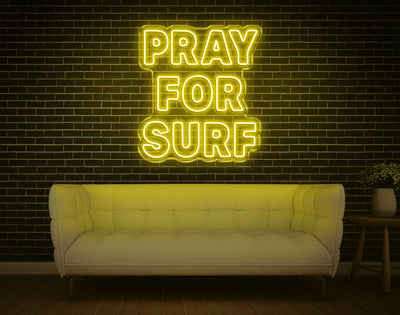 Pray For Surf LED Neon Sign v2 - 24inch x 21inchHot Pink