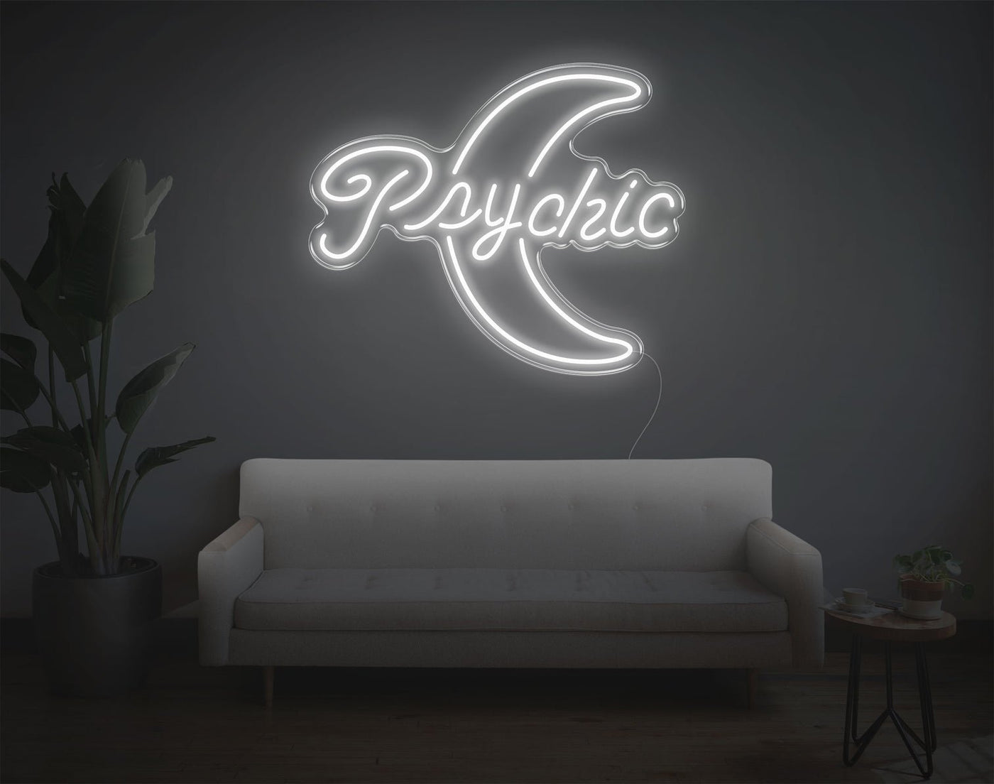 Psychic Moon LED Neon Sign - 23inch x 28inchWhite