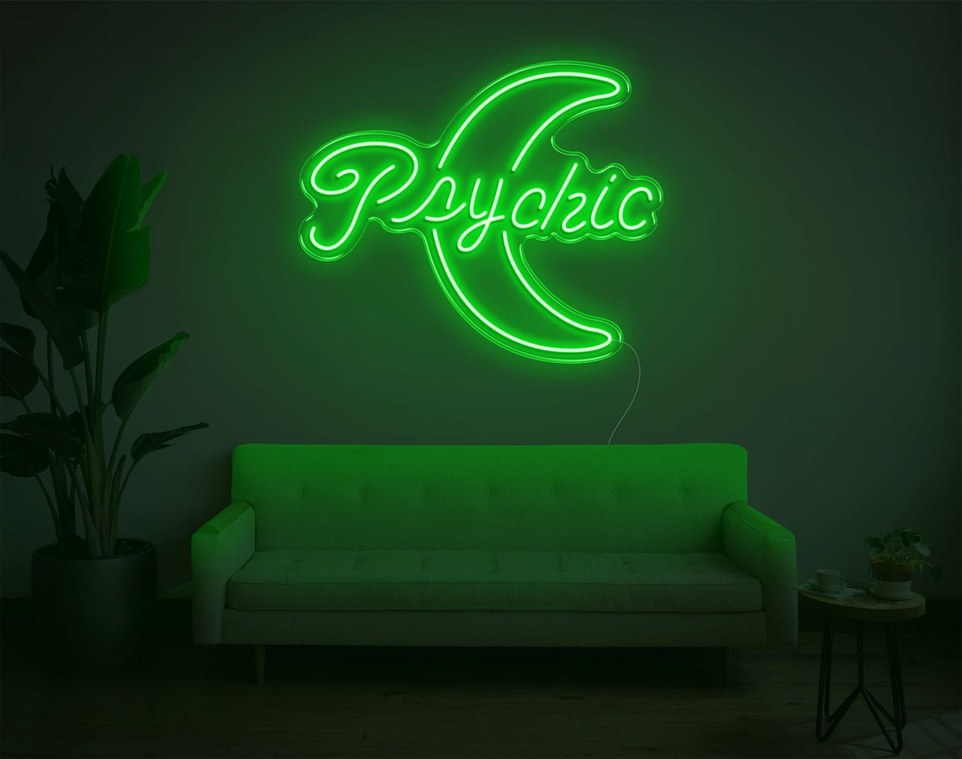 Psychic Moon LED Neon Sign - 23inch x 28inchGreen