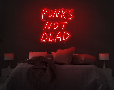 Punks Not Dead LED Neon Sign - 22inch x 22inchHot Pink