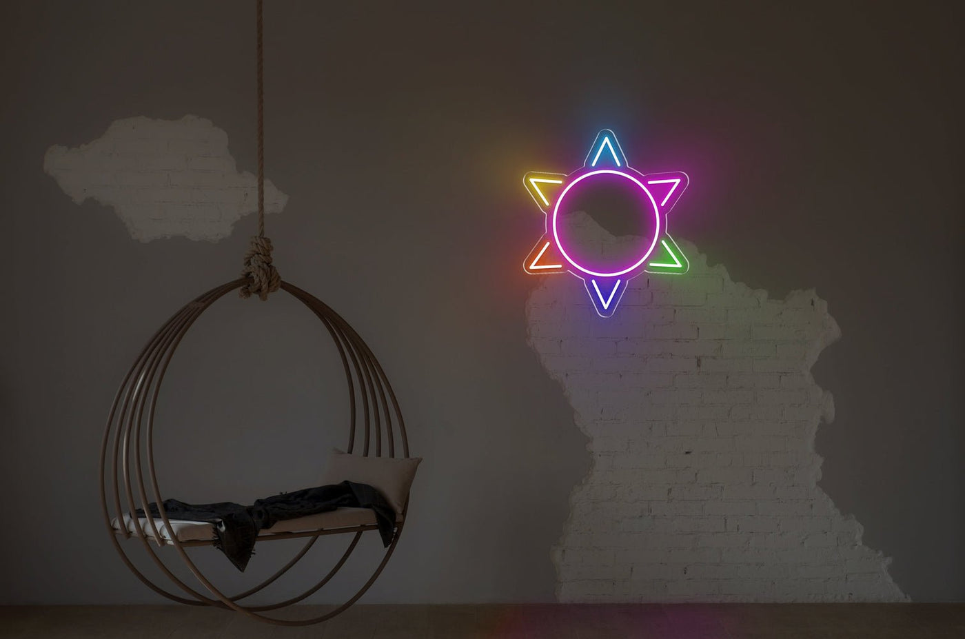 Rainbow Sun LED neon sign - 22inch x 25inchMulti