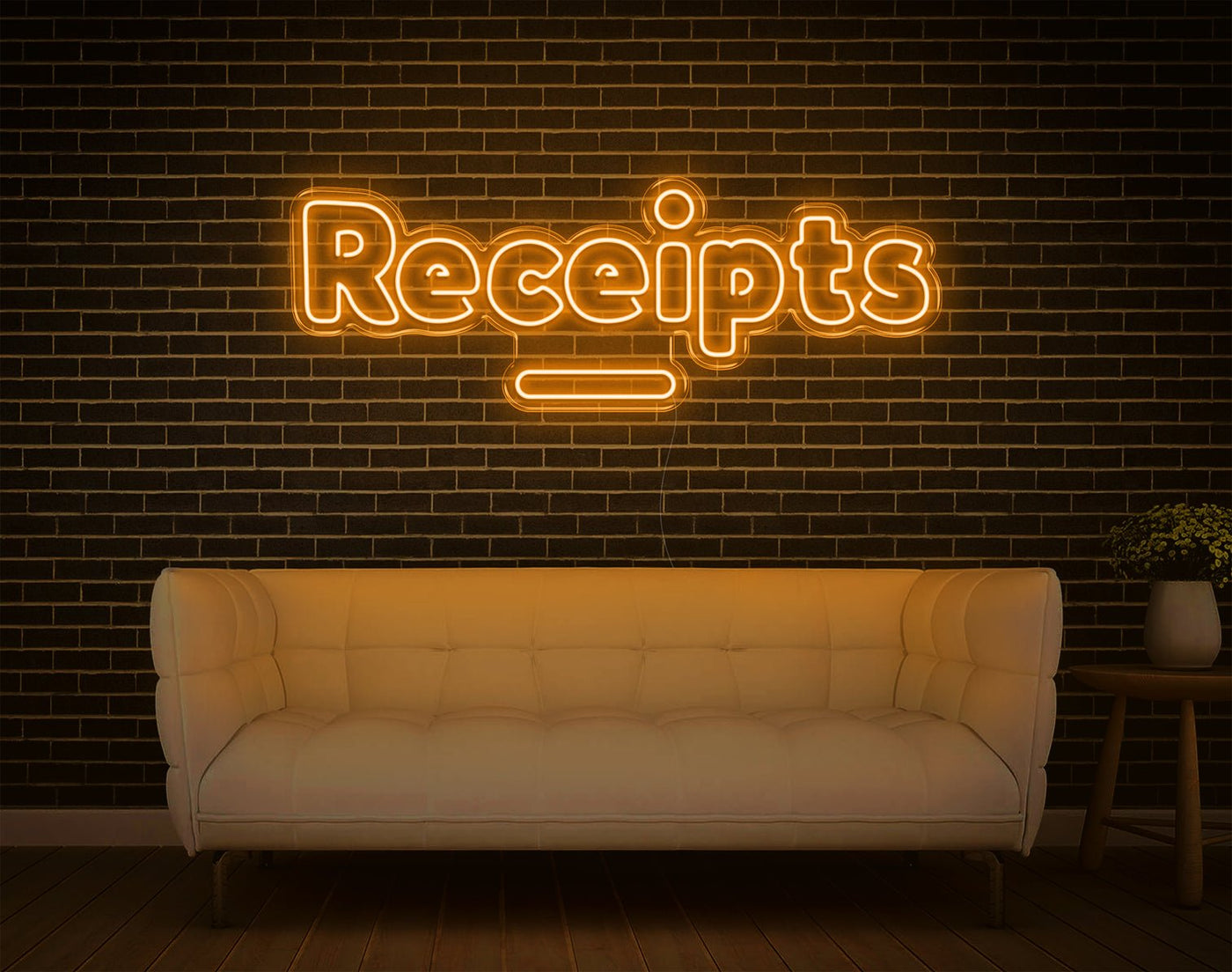 Receipts LED Neon Sign - 6inch x 17inchHot Pink