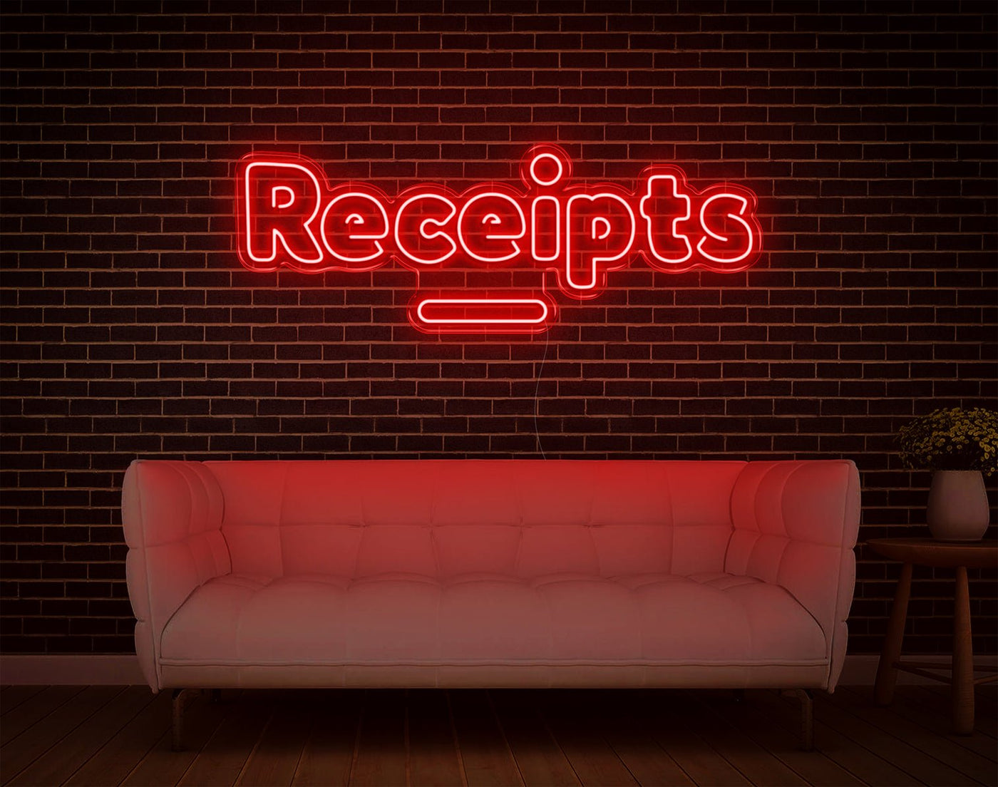 Receipts LED Neon Sign - 6inch x 17inchHot Pink