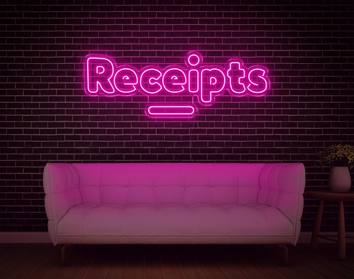 Receipts LED Neon Sign - 6inch x 17inchHot Pink