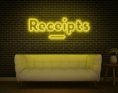 Receipts LED Neon Sign - 6inch x 17inchHot Pink