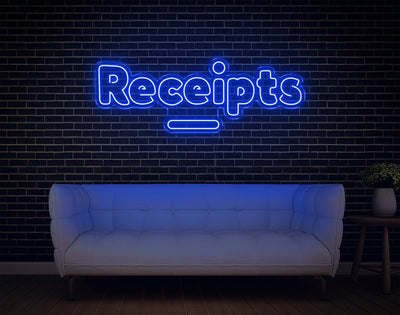 Receipts LED Neon Sign - 6inch x 17inchHot Pink