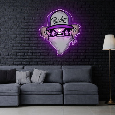 Riddler Drawing Purple Neon Sign x Acrylic Artwork - 2ftLED Neon x Acrylic Print