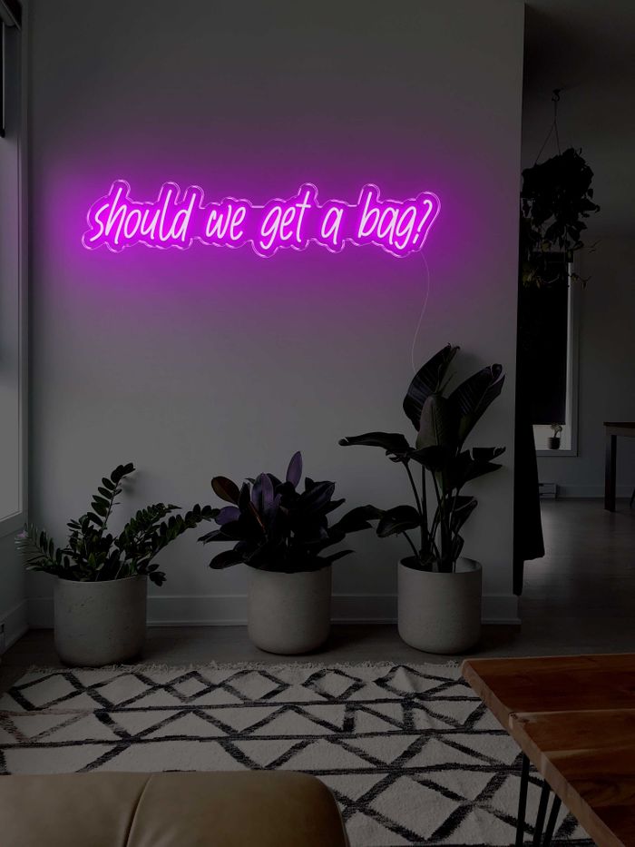 Should we get a bag? LED Neon sign - 39inch x 9inchPurple