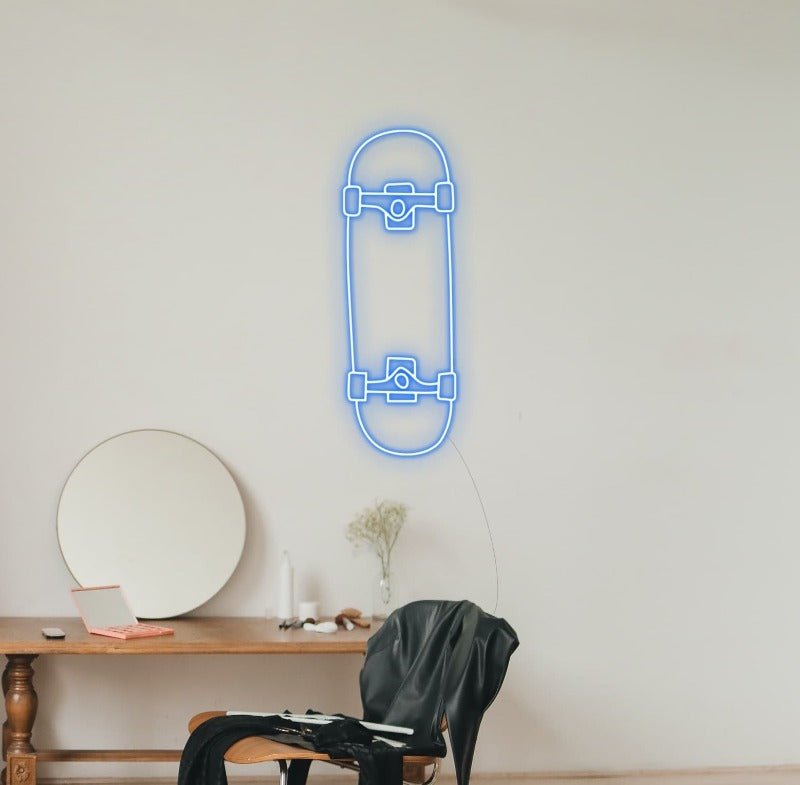 Skateboard Neon Sign - White